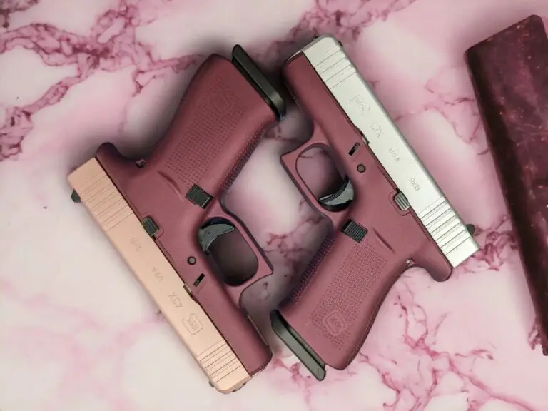 Black Cherry Cerakote Pistols with Rose Gold and Satin Aluminum Slides