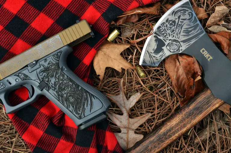 Viking-Themed Engraved Pistol and Axe Set